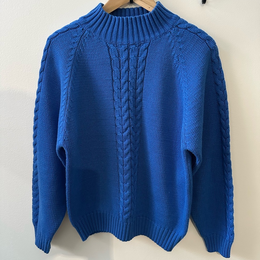 Vintage Blue Cable Knit Fisherman Sweater